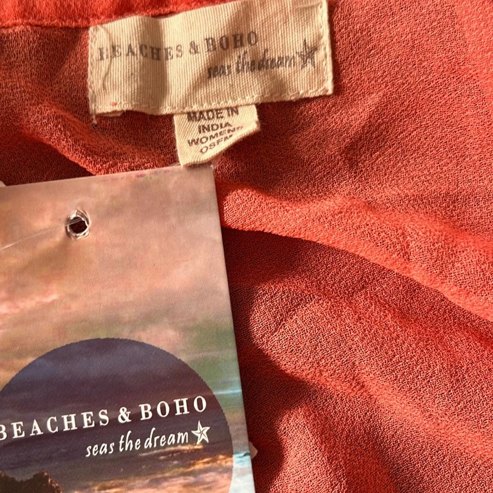 Beaches And Boho Seas The Dream peach/orange Sheer Coverup